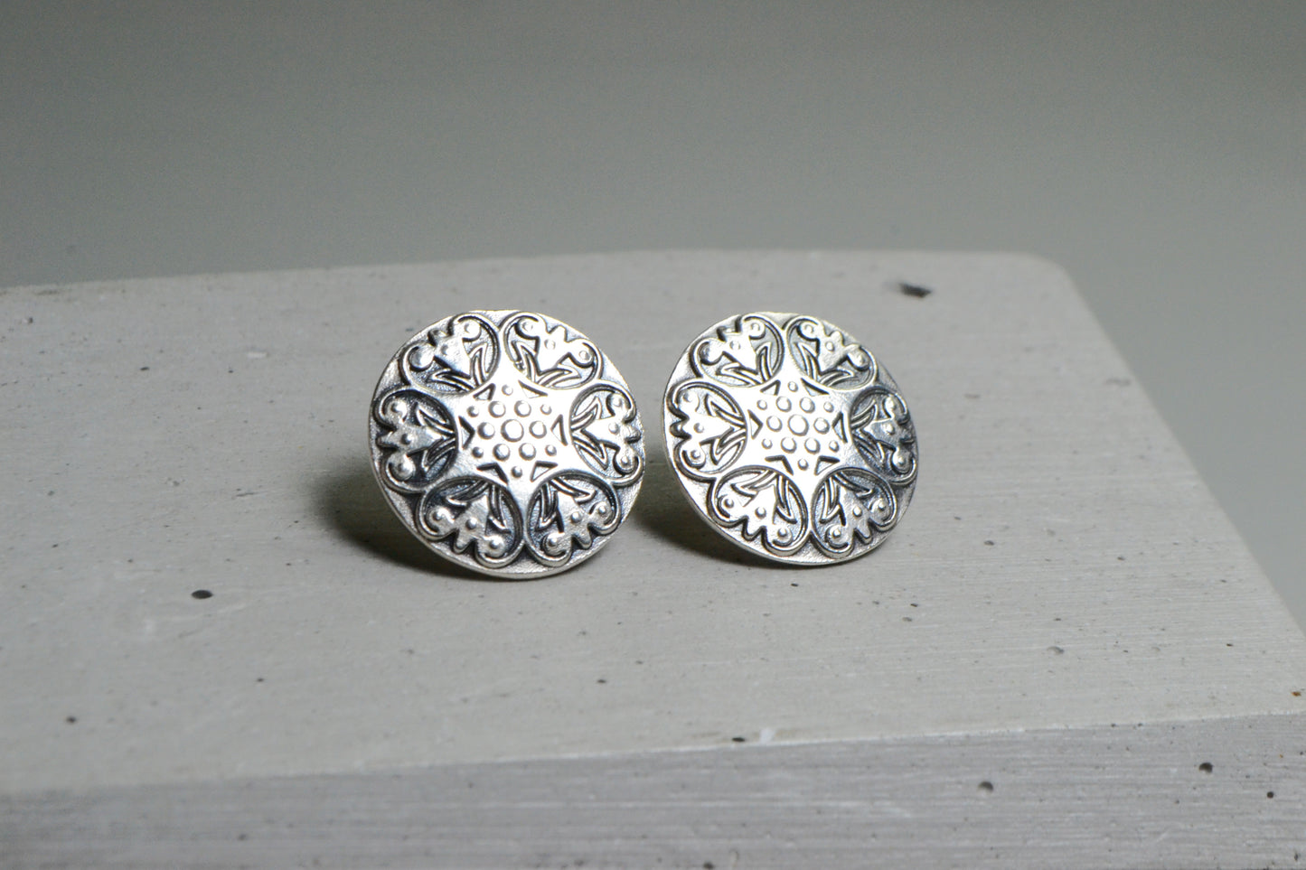 --EXPANSE--Round Shield Earrings Steampunk Futuristic Space Cyberpunk Jewelry Sterling Silver 925 Earrings