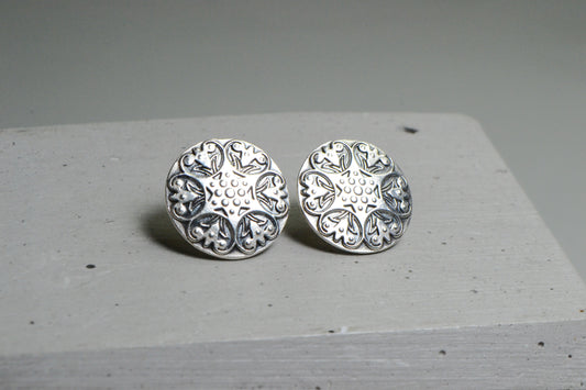 --EXPANSE--Round Shield Earrings Steampunk Futuristic Space Cyberpunk Jewelry Sterling Silver 925 Earrings