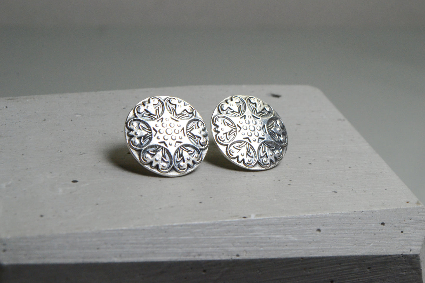 --EXPANSE--Round Shield Earrings Steampunk Futuristic Space Cyberpunk Jewelry Sterling Silver 925 Earrings