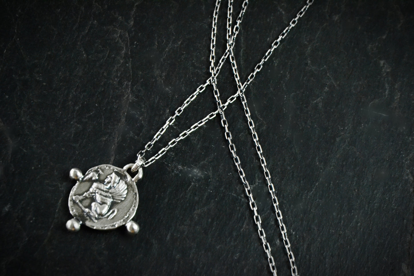 --Crypta--Ancient Greek Coin Necklace, Sphinx Amphora Coin Replica Pendant Jewelry Reversible