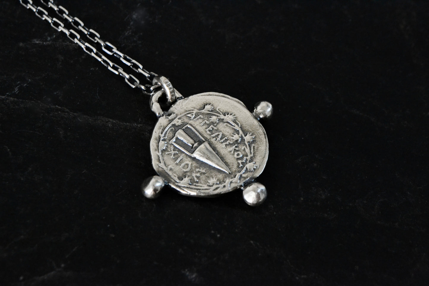 --Crypta--Ancient Greek Coin Necklace, Sphinx Amphora Coin Replica Pendant Jewelry Reversible