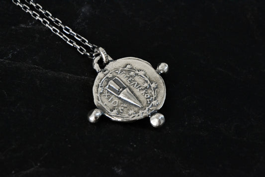 --Crypta--Ancient Greek Coin Necklace, Sphinx Amphora Coin Replica Pendant Jewelry Reversible