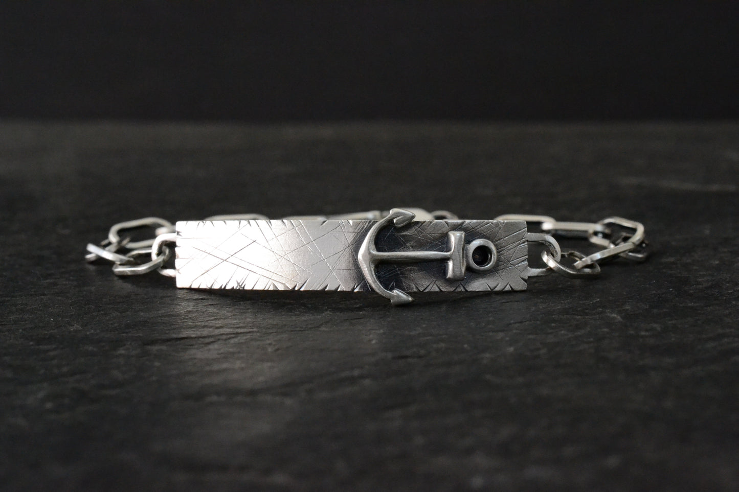 --Anchor-- Bracelet Mens Tag Chain Nautical Jewelry Sterling Silver Sailor Captain Anniversary Gift