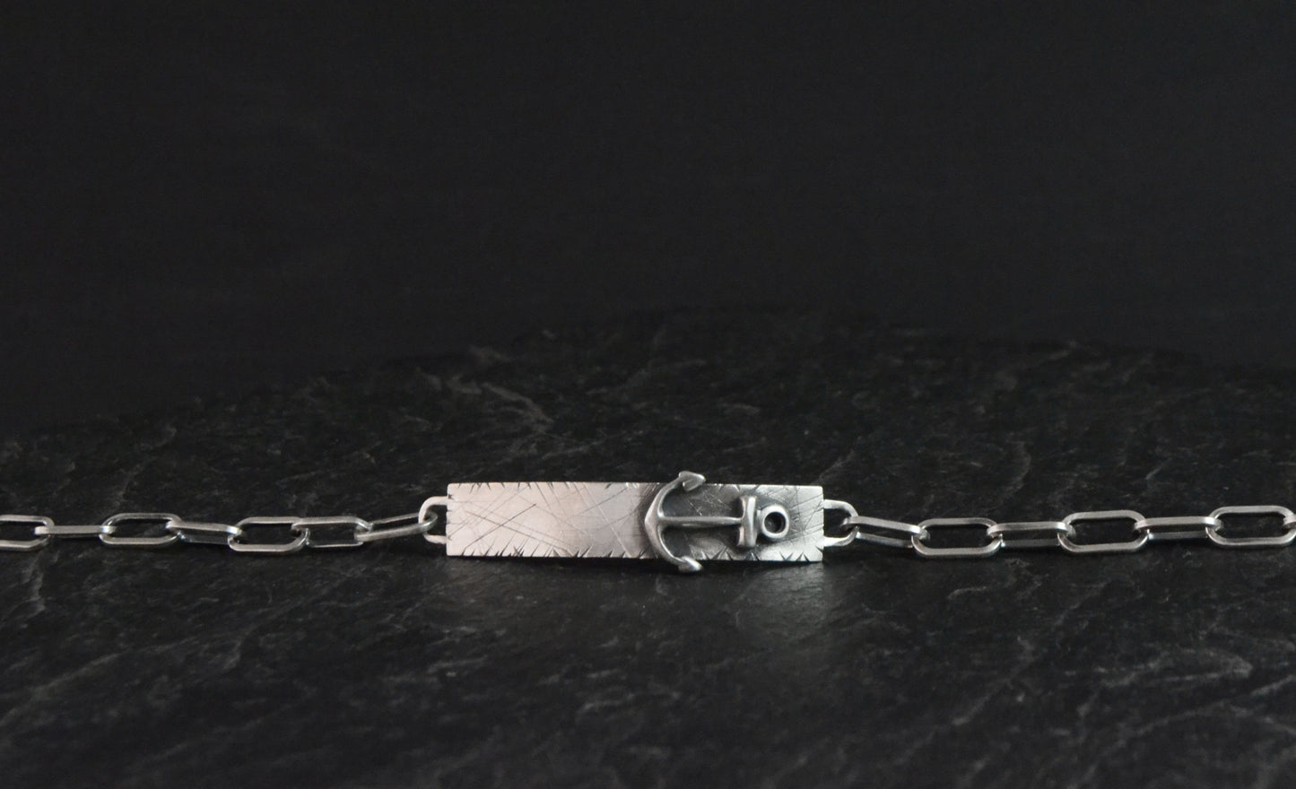 --Anchor-- Bracelet Mens Tag Chain Nautical Jewelry Sterling Silver Sailor Captain Anniversary Gift