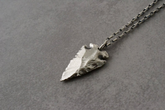 --Arha--Arrowhead Necklace, Solid 925 Silver Arrow Necklace, Sterling Silver Dagger Spike Mens Necklace Jewelry