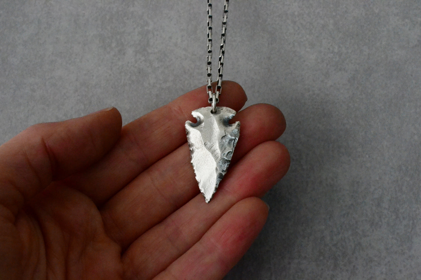 --Arha--Arrowhead Necklace, Solid 925 Silver Arrow Necklace, Sterling Silver Dagger Spike Mens Necklace Jewelry