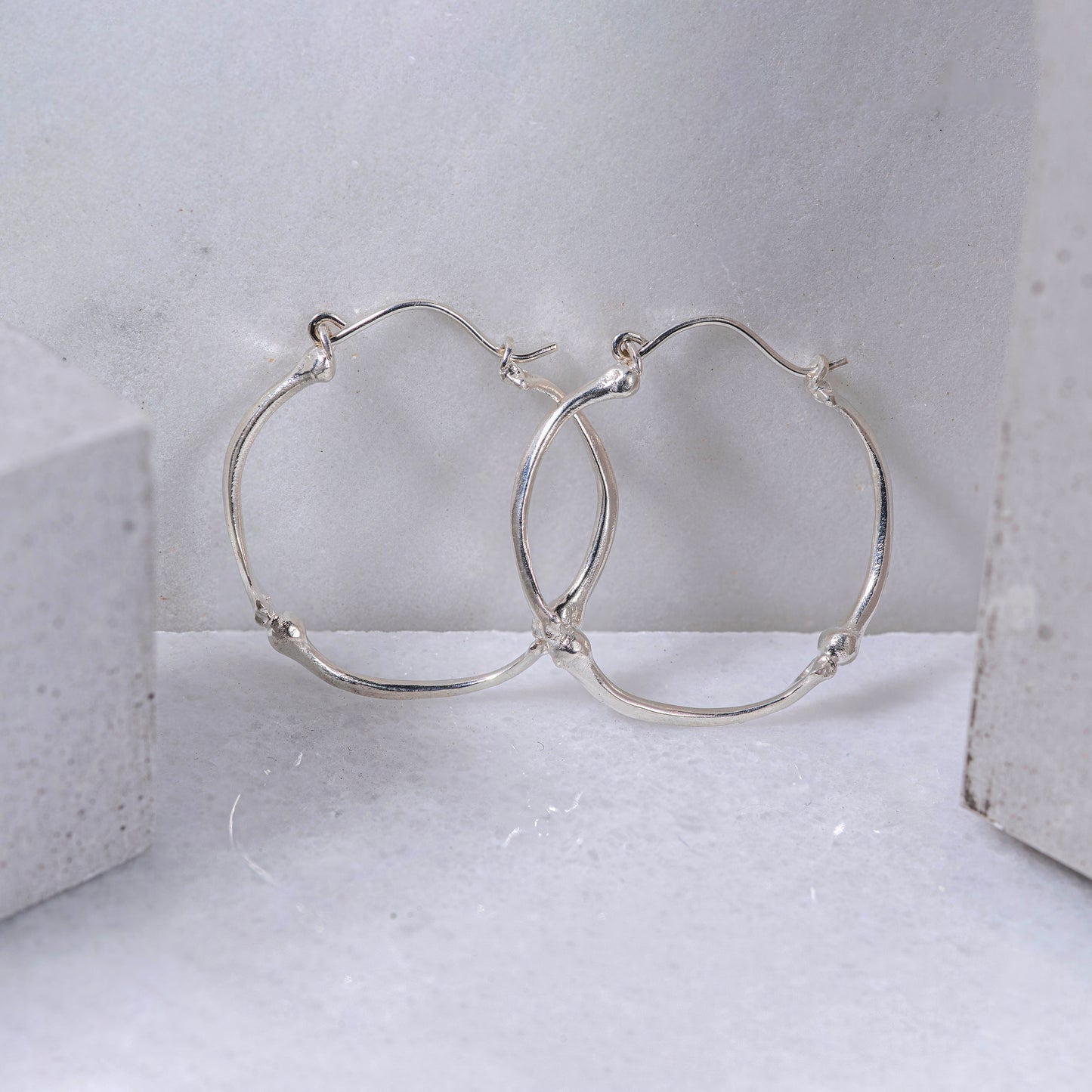 --ANSUZ--Bone Hoop Earrings Sterling Silver 925 Gothic Bone Jewelry Wiccan