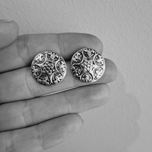 --EXPANSE--Round Shield Earrings Steampunk Futuristic Space Cyberpunk Jewelry Sterling Silver 925 Earrings