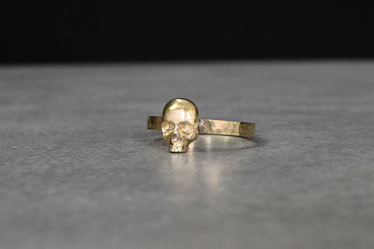 14K Gold Skull Ring Memento Mori Gothic Skull Alternative Wedding Jewelry Anniversary Ring Engagement Stackable