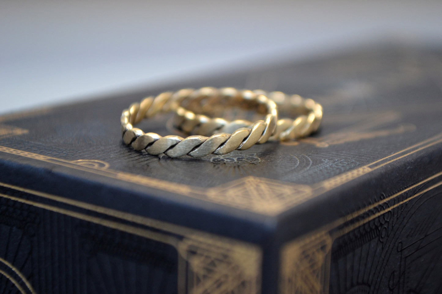 14k Gold Couples Ring Set Or Single Wedding Band Weaved Braided Rings, Matching His & Hers Rings Celtic Ring