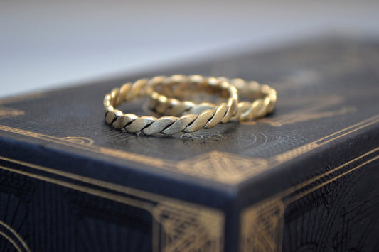 14k Gold Couples Ring Set Or Single Wedding Band Weaved Braided Rings, Matching His & Hers Rings Celtic Ring