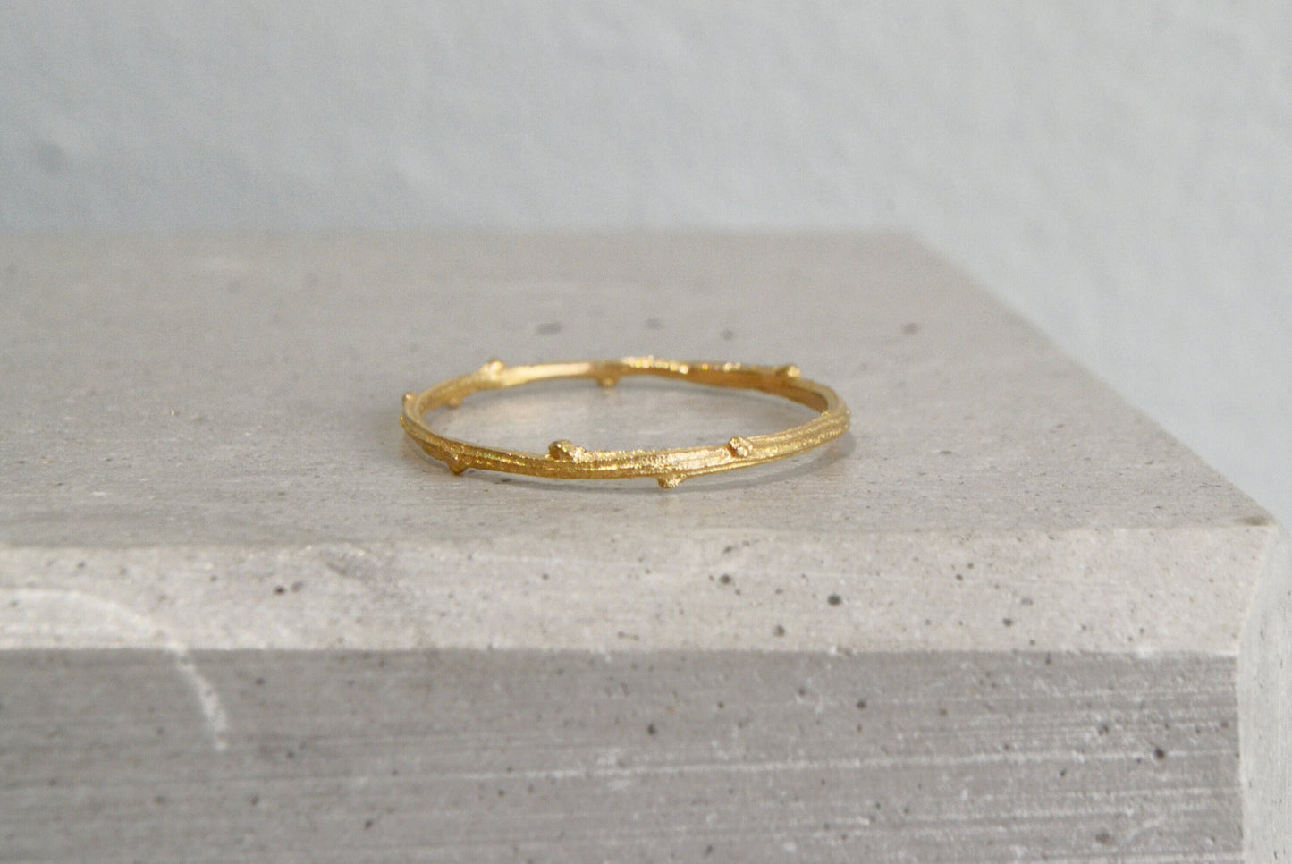 14k Gold Thin Twig Engagement Ring Eternity Stacking Band