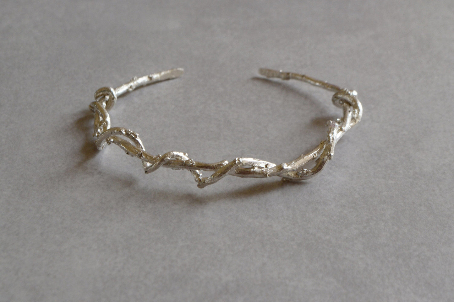 Twig Bracelet, Sterling silver Tree Branch Bracelet, Elven Bangle Bracelet, Wedding Cuff Bracelet Woodland