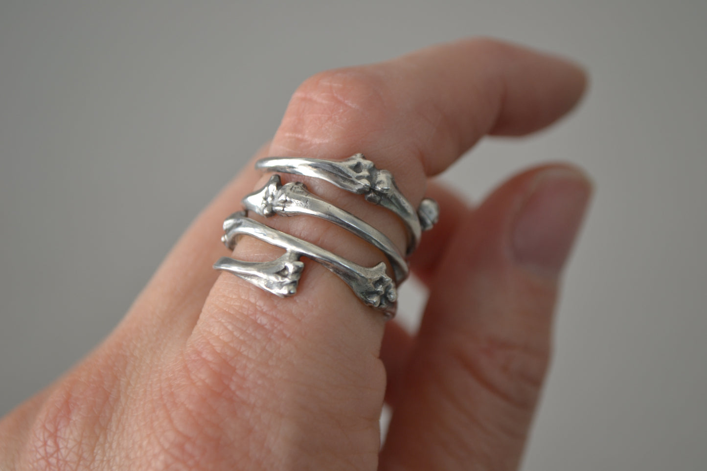 --AMON--Bone Ring Wiccan Gothic Ring, Sterling Silver Gothic Jewelry, Bone Jewelry, Macabre Creepy Jewelry