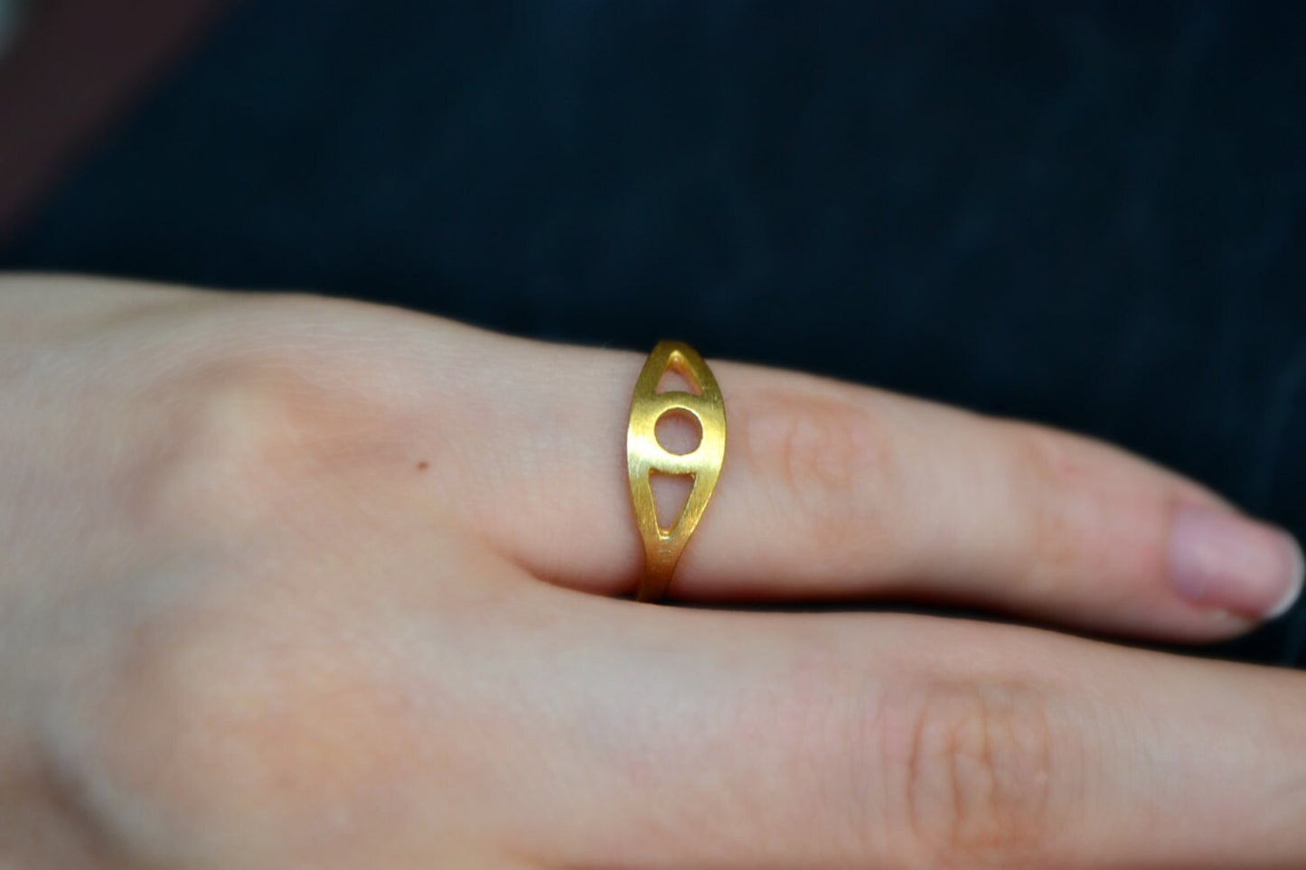 All Seeing Eye Ring, Gold Evil Eye Ring, Protective Eye Ring, Evil Eye Jewelry, Stacking Good Luck Chevalier Ring