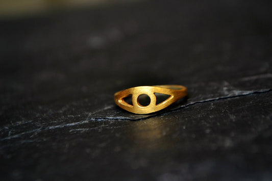 All Seeing Eye Ring, Gold Evil Eye Ring, Protective Eye Ring, Evil Eye Jewelry, Stacking Good Luck Chevalier Ring