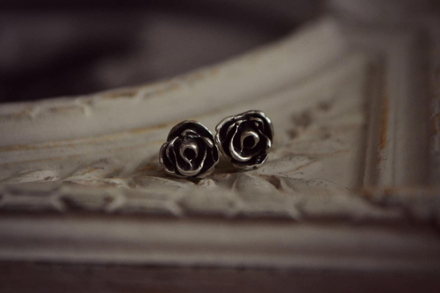 Gothic Rose Earrings Sterling Silver Gothic Jewelry Rose Post Silver Stud Earrings Bridesmaid Rosebud Earrings Mother's day Gift for Mom