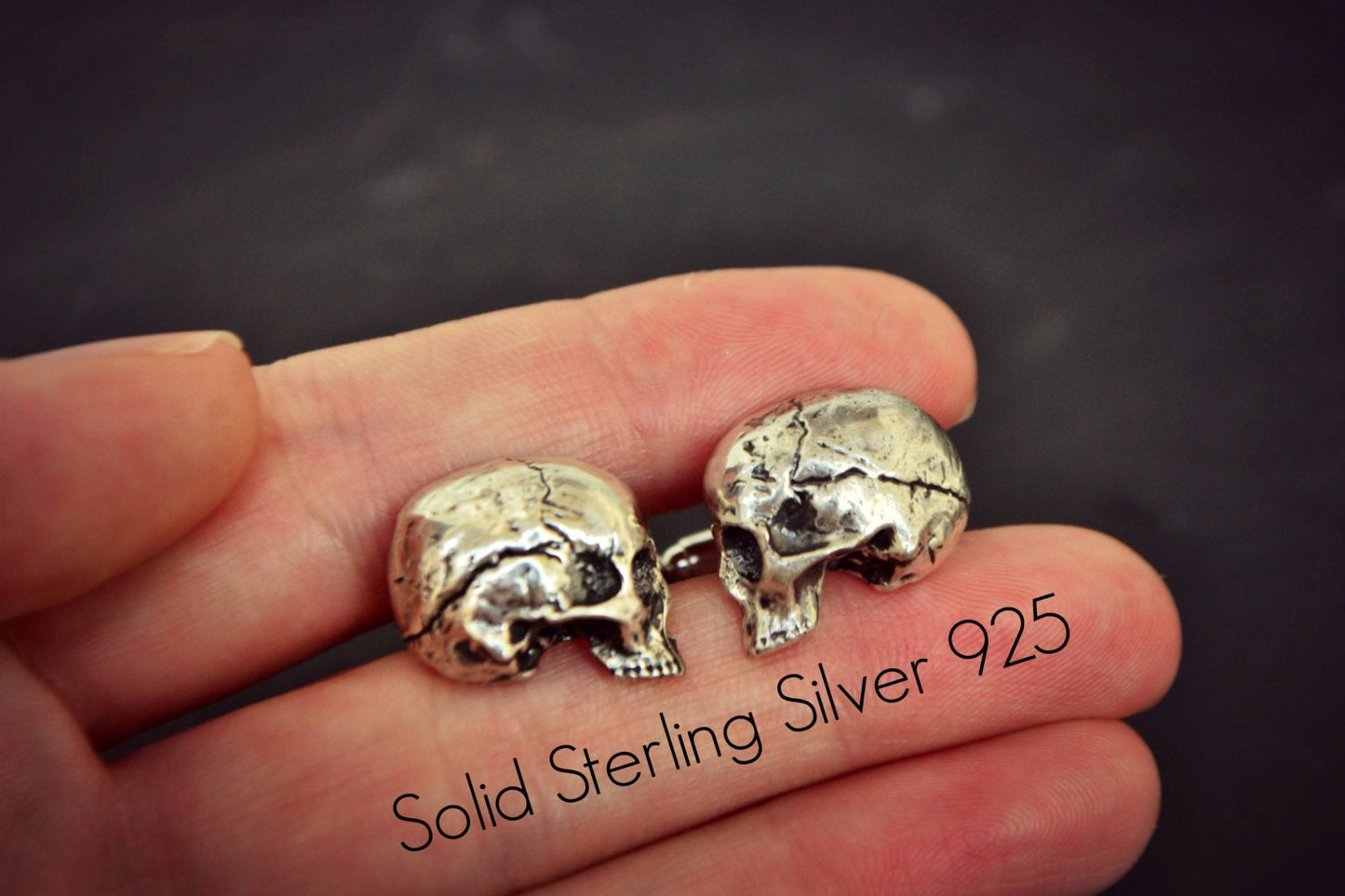 Realistic Skull Cufflinks Sterling Silver Mens Groomsmen Wedding Cufflinks Best Man Gift Luxury Father's Day Memento Mori Cufflinks