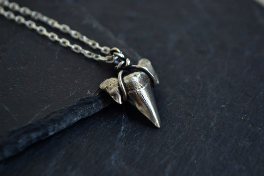 Surfer Necklace, Shark Tooth Necklace, Mens Necklace, Sterling Silver, Good Luck Necklace, Tusk Necklace, Talon Necklace, Beach Jewelry