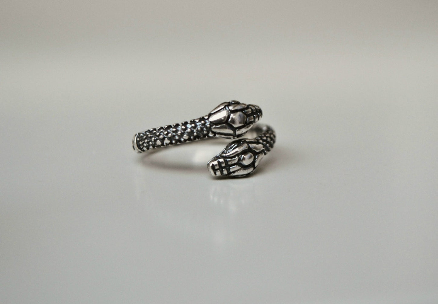 Snake Ring Sterling Silver Ouroboros Serpent Ring, Twin Snake Jewelry for Men and Women Wrap Thumb Ring