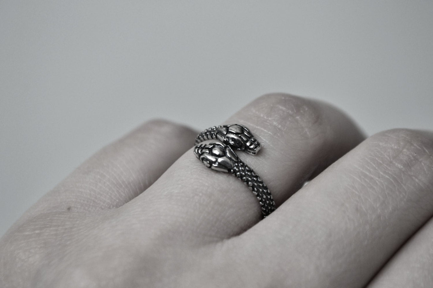 Snake Ring Sterling Silver Ouroboros Serpent Ring, Twin Snake Jewelry for Men and Women Wrap Thumb Ring