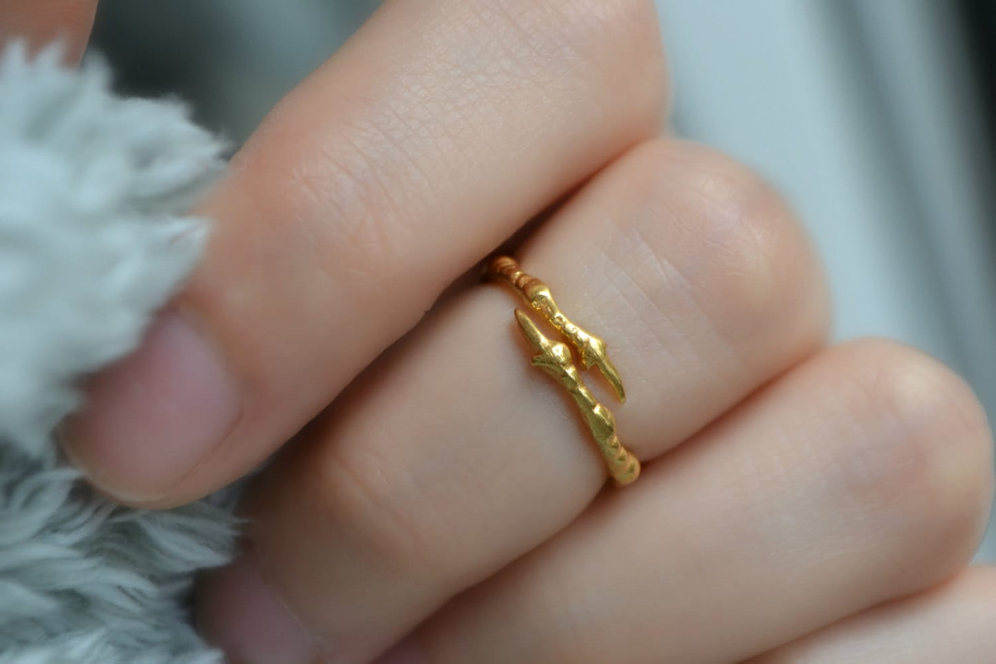 Gold Claw Ring Knuckle Midi Ring Raven Claw Alternative Engagement Ring 24 ct Gold Plated