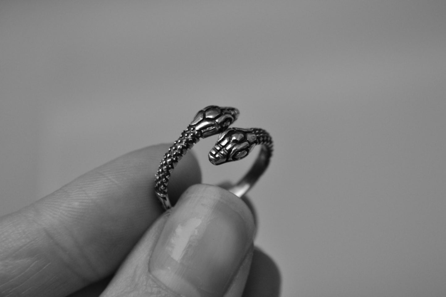 Snake Ring Sterling Silver Ouroboros Serpent Ring, Twin Snake Jewelry for Men and Women Wrap Thumb Ring