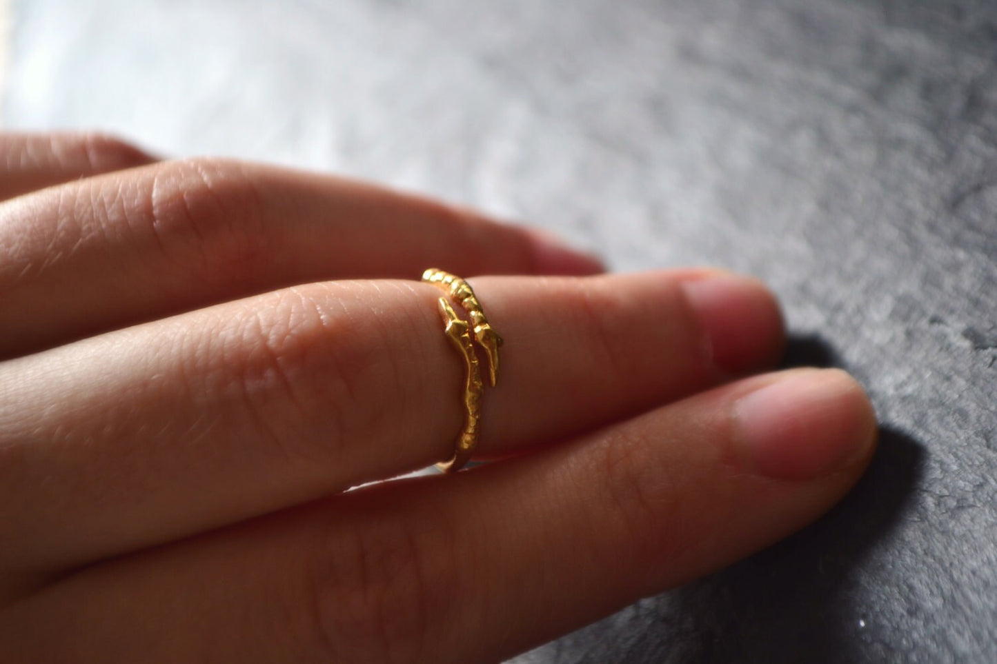 Gold Claw Ring Knuckle Midi Ring Raven Claw Alternative Engagement Ring 24 ct Gold Plated