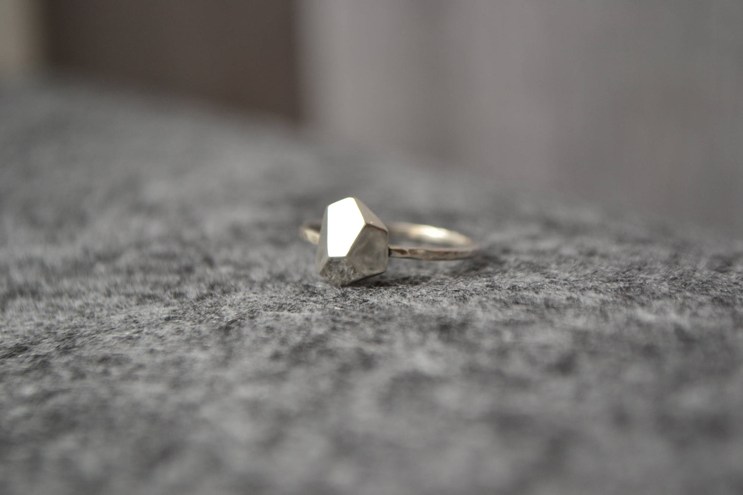 Pyrite Ring Sterling Silver Faceted Nugget Ring Minimalist Ring Asymmetrical Pebble Ring, Geometric Ring, Gift for Girlfriend Her