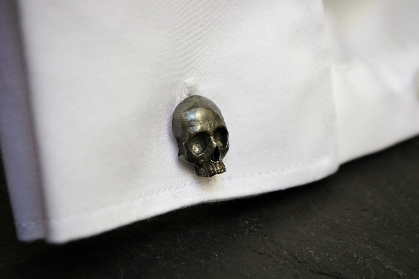 Memento Mori Skull Cufflinks Sterling Silver Cuff Links Gothic Victorian Anniversary Wedding Gift for Men