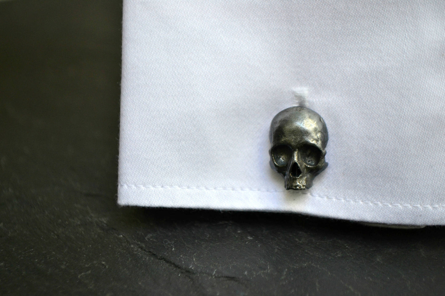 Memento Mori Skull Cufflinks Sterling Silver Cuff Links Gothic Victorian Anniversary Wedding Gift for Men