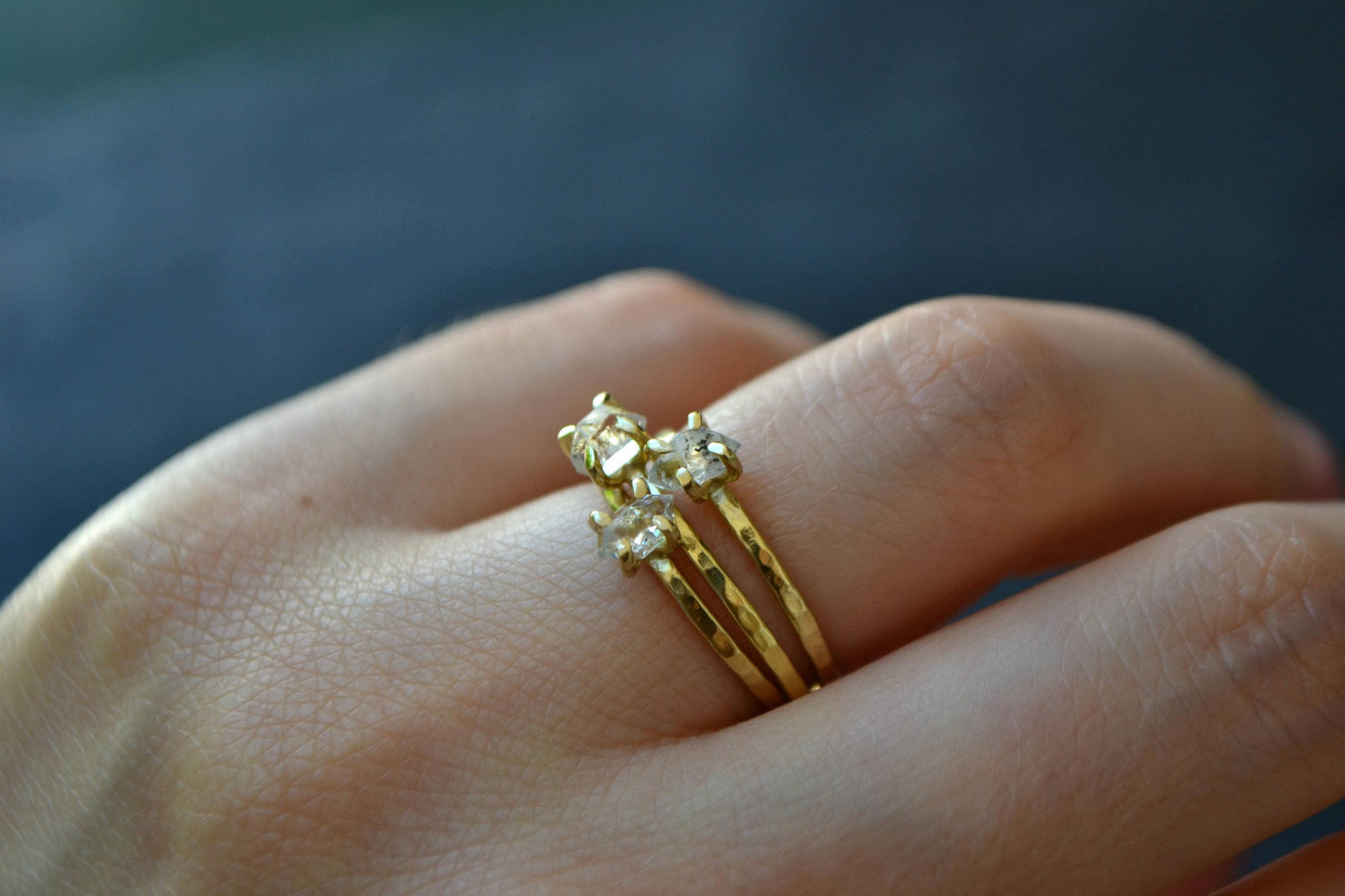 Solid 14k Gold Herkimer Diamond Ring, Herkimer Ring, Herkimer Diamond Engagement Ring, Solitaire Promise Ring Conflict Free