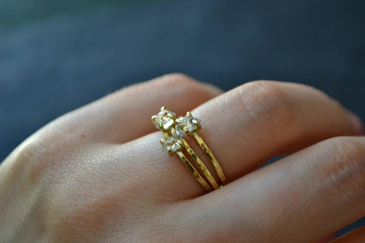 Solid 14k Gold Herkimer Diamond Ring, Herkimer Ring, Herkimer Diamond Engagement Ring, Solitaire Promise Ring Conflict Free