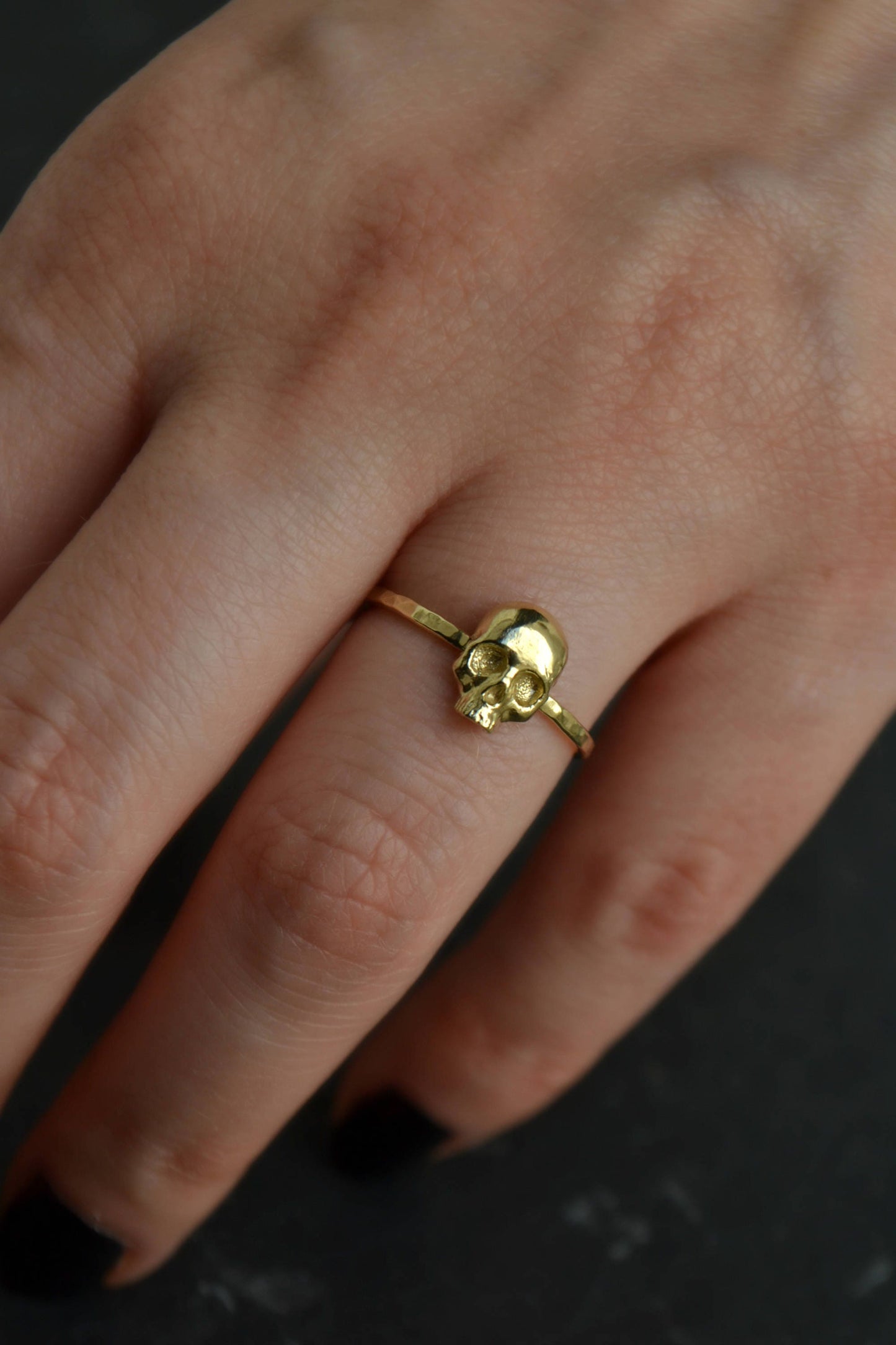 Skull Ring, 14K Solid Gold Skull Ring, Skull Engagement Ring, Gothic Skull Stacking Ring, Small Dainty Skull Ring Jewelry Memento Mori