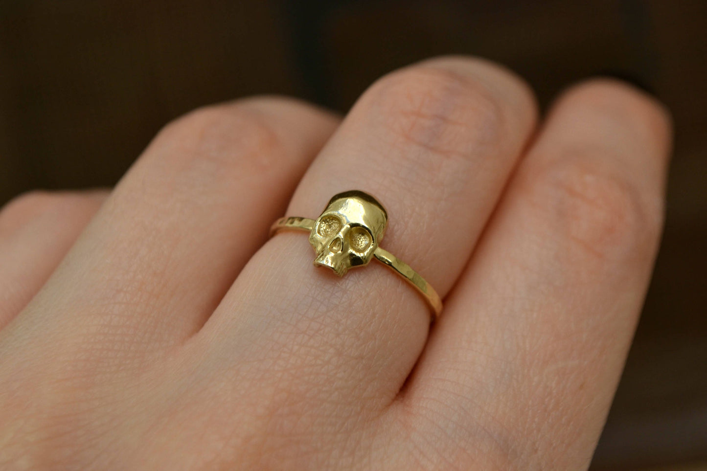 Skull Ring, 14K Solid Gold Skull Ring, Skull Engagement Ring, Gothic Skull Stacking Ring, Small Dainty Skull Ring Jewelry Memento Mori