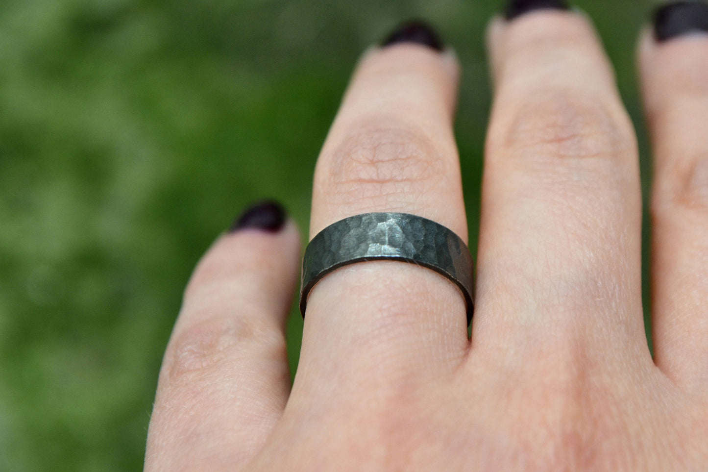 Wide Band Ring in Sterling silver Wedding Band Ring for men or women Engagement Ring Oxidized Textured Faceted Hammered Minimal Unisex Ring