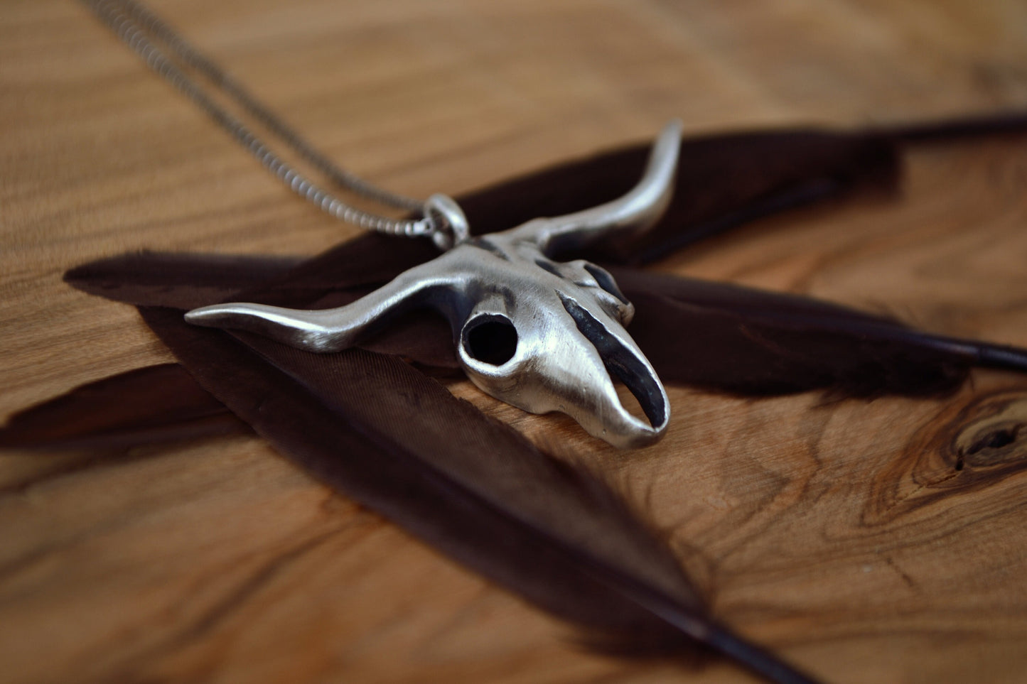 Longhorn Bull Skull Necklace Mens Necklace Taurus Toro Buffalo Texas Ranch Western Southwestern Cowboy Necklace Steer Jewelry