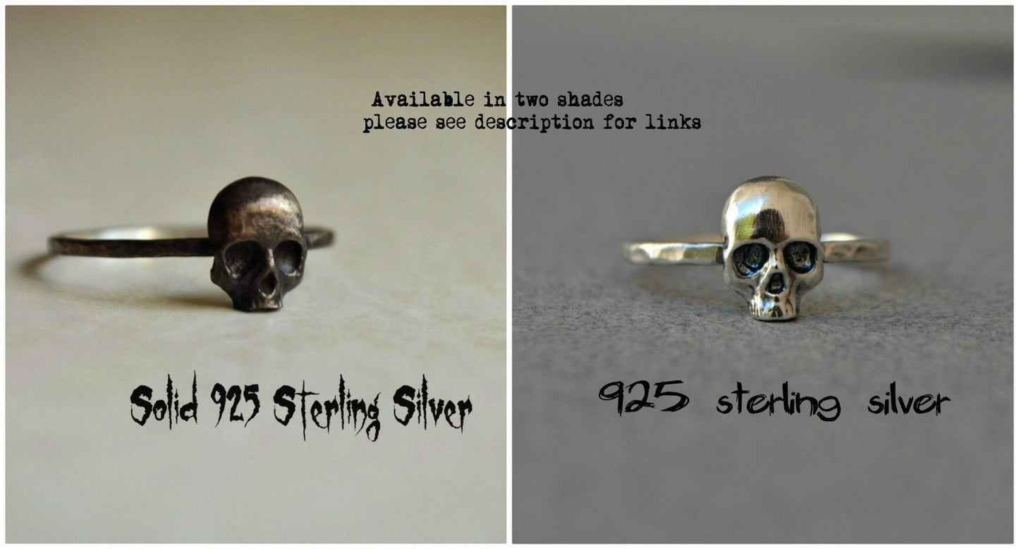 Memento Mori Skull Ring Gothic Ring, Stacking Sterling Silver Goth Punk Jewelry Skeleton Ring Unisex