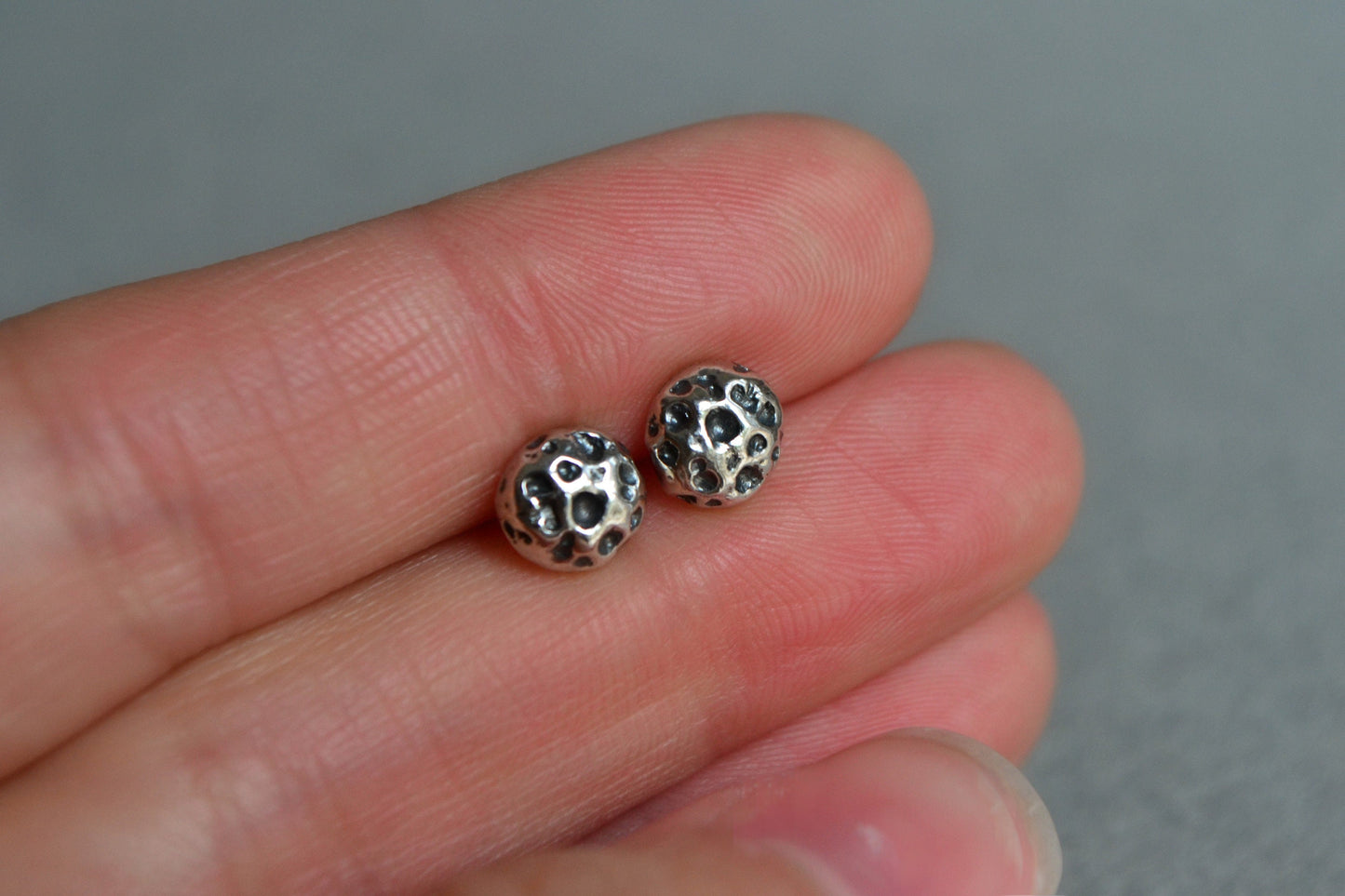 Sterling Silver Full Moon Stud Earrings Space Celestial Minimalist Jewelry Circle Earrings Meteorite