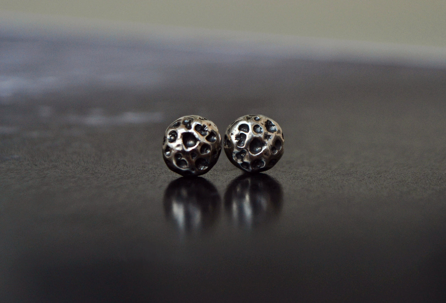 Sterling Silver Full Moon Stud Earrings Space Celestial Minimalist Jewelry Circle Earrings Meteorite