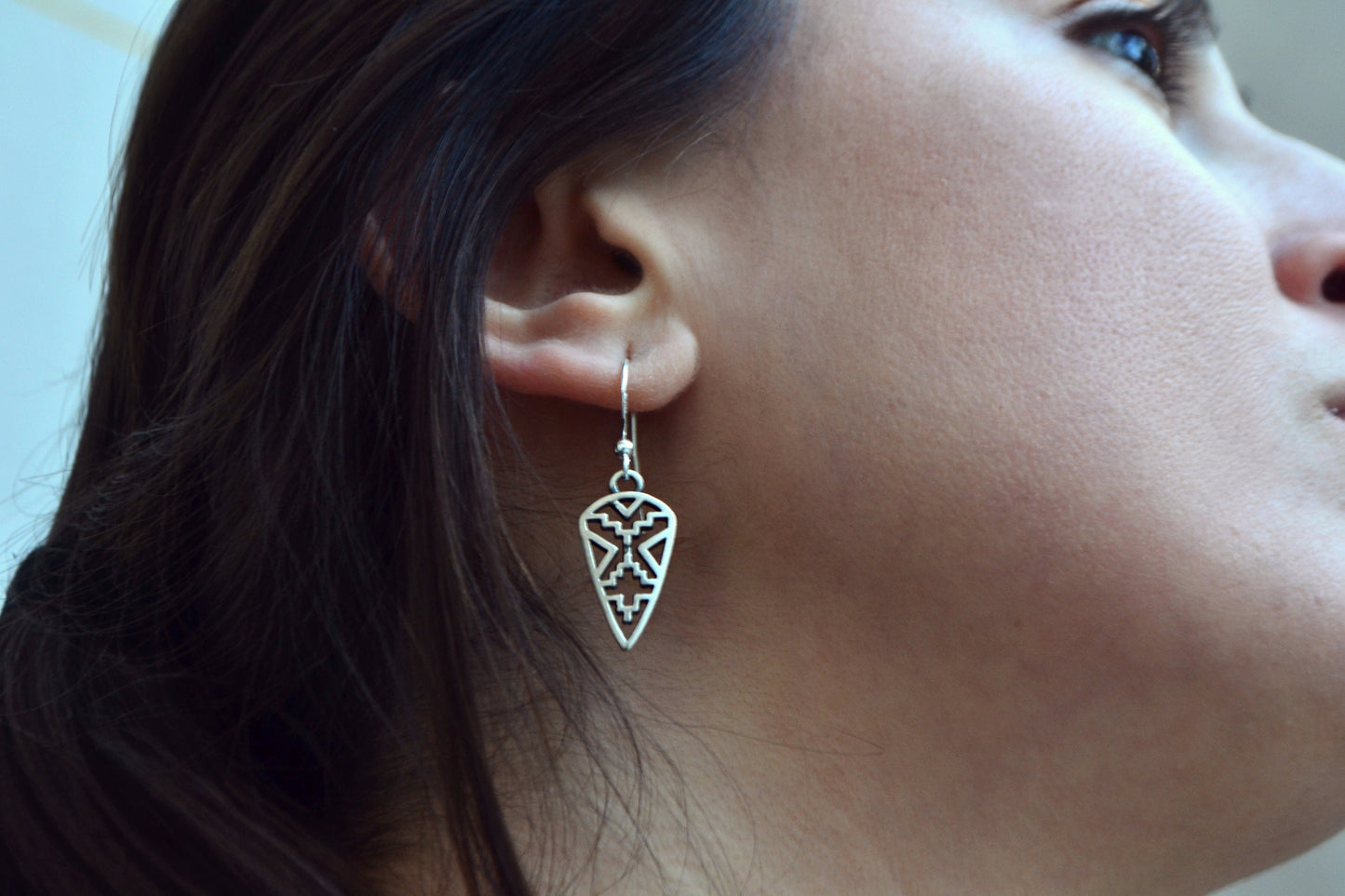 Aztec Arrow Tribal Earrings Sterling Silver Navajo Southwestern Jewelry Sacred Geometry Minimal Festival Earrings