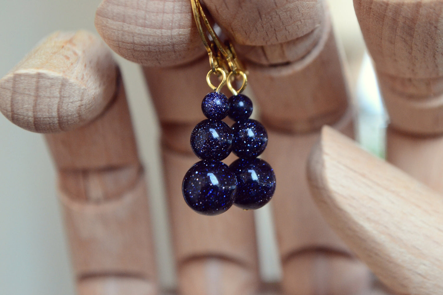 Galaxy Earrings Space Jewelry Blue Goldstone Dangle Earrings Midnight Sky Stars Earrings Constellation Gold Stainless Steel Earrings