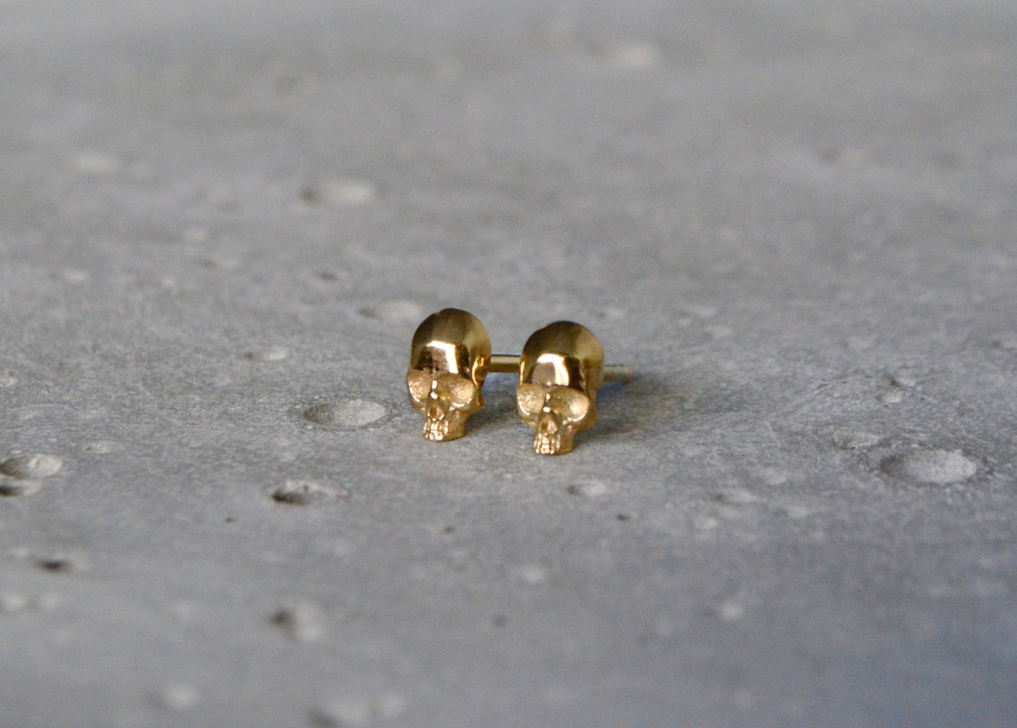 skull earrings 14k solid gold tiny fine wedding jewelry