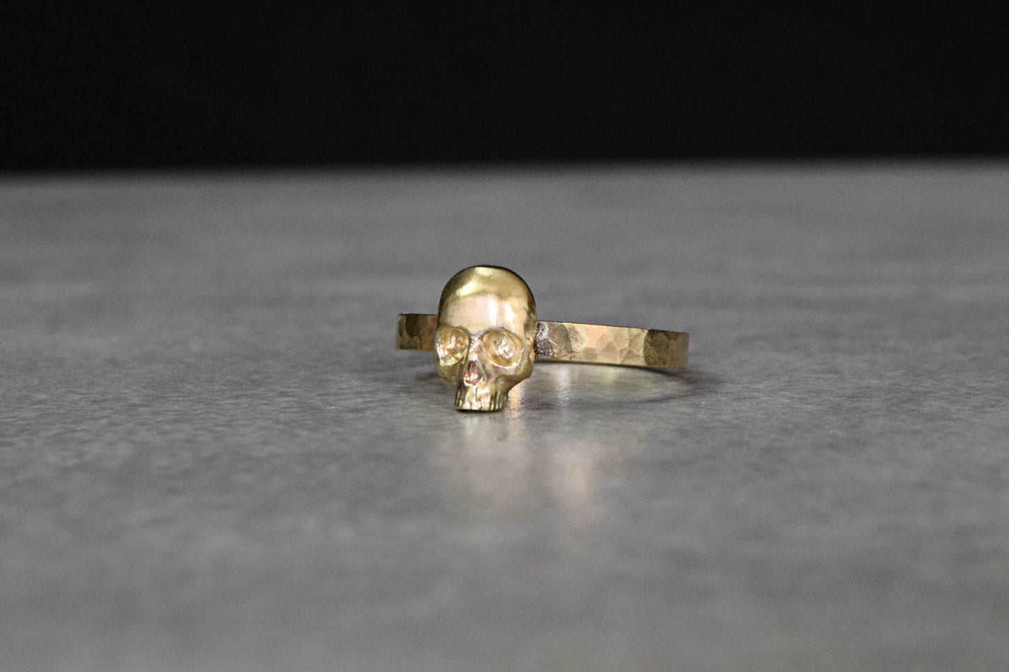 14K Gold Skull Ring Memento Mori Gothic Skull Alternative Wedding Jewelry Anniversary Ring Engagement Stackable