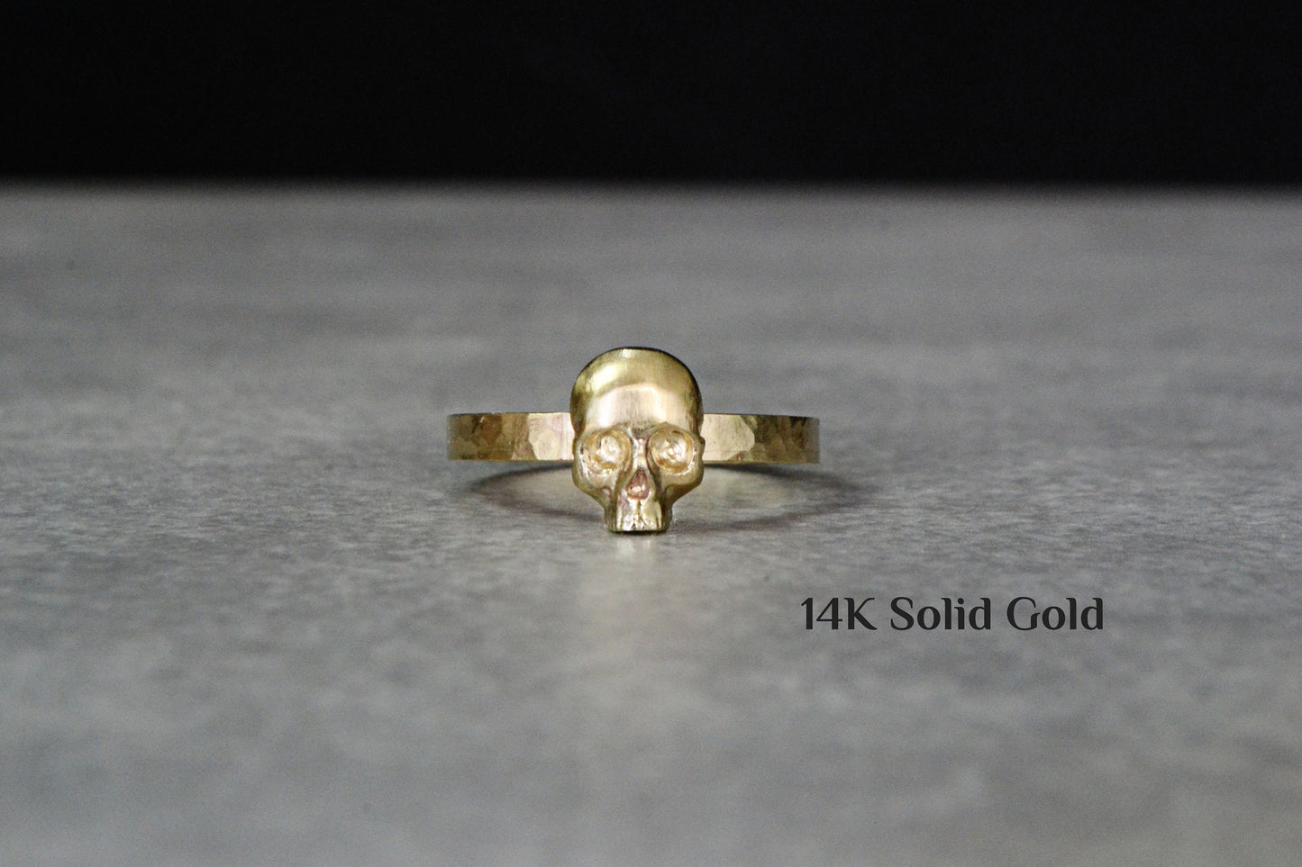 14K Gold Skull Ring Memento Mori Gothic Skull Alternative Wedding Jewelry Anniversary Ring Engagement Stackable