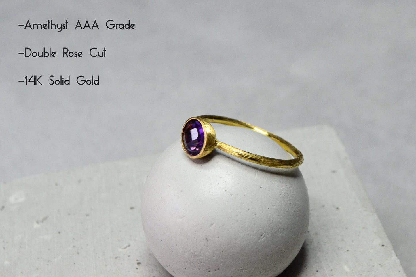 14K Gold Amethyst Ring Engagement Promise February Birthstone Gemstone Ring