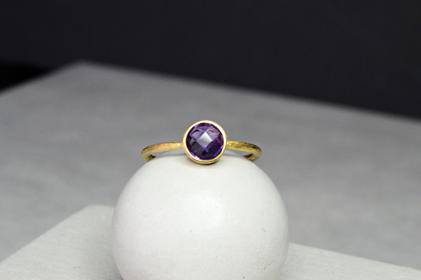 14K Gold Amethyst Ring Engagement Promise February Birthstone Gemstone Ring