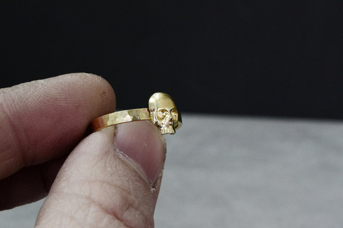 14K Gold Skull Ring Memento Mori Gothic Skull Alternative Wedding Jewelry Anniversary Ring Engagement Stackable