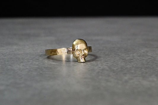 14K Gold Skull Ring Memento Mori Gothic Skull Alternative Wedding Jewelry Anniversary Ring Engagement Stackable