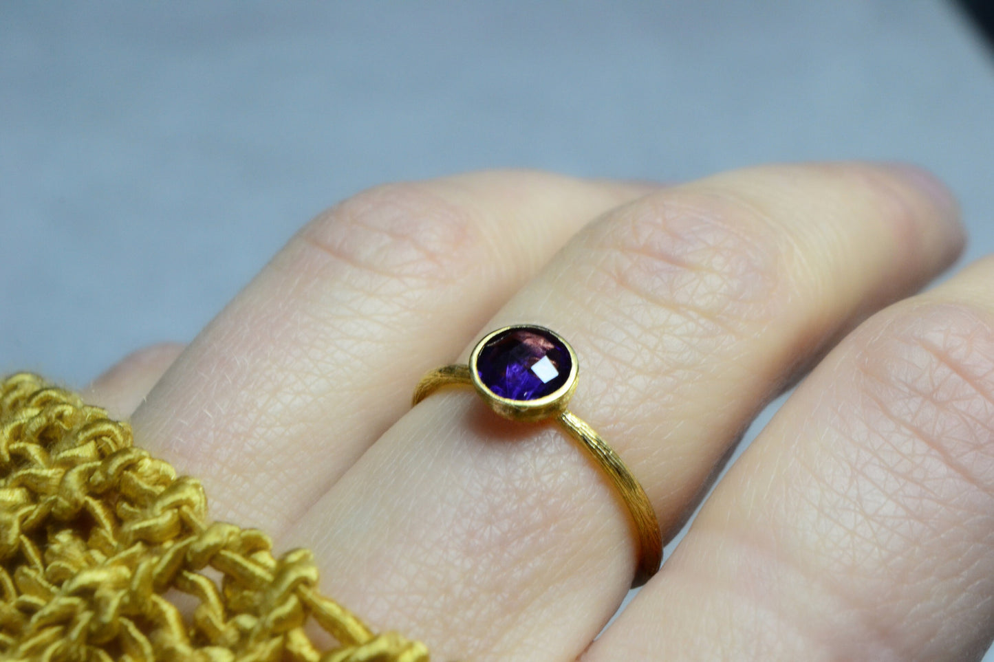 14K Gold Amethyst Ring Engagement Promise February Birthstone Gemstone Ring